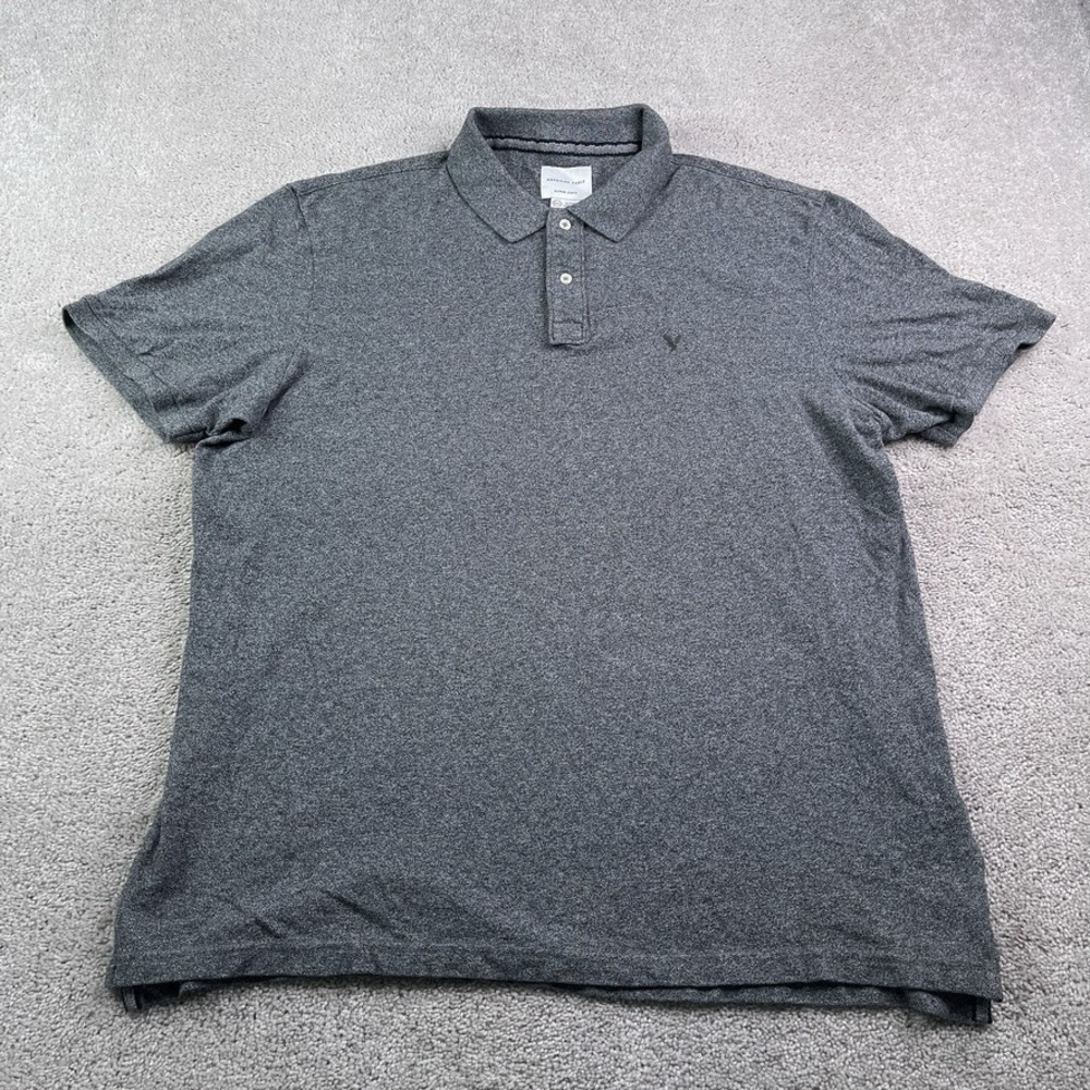 American Eagle Polo Shirt Mens‎ XL Grey Super Soft Logo Preppy School